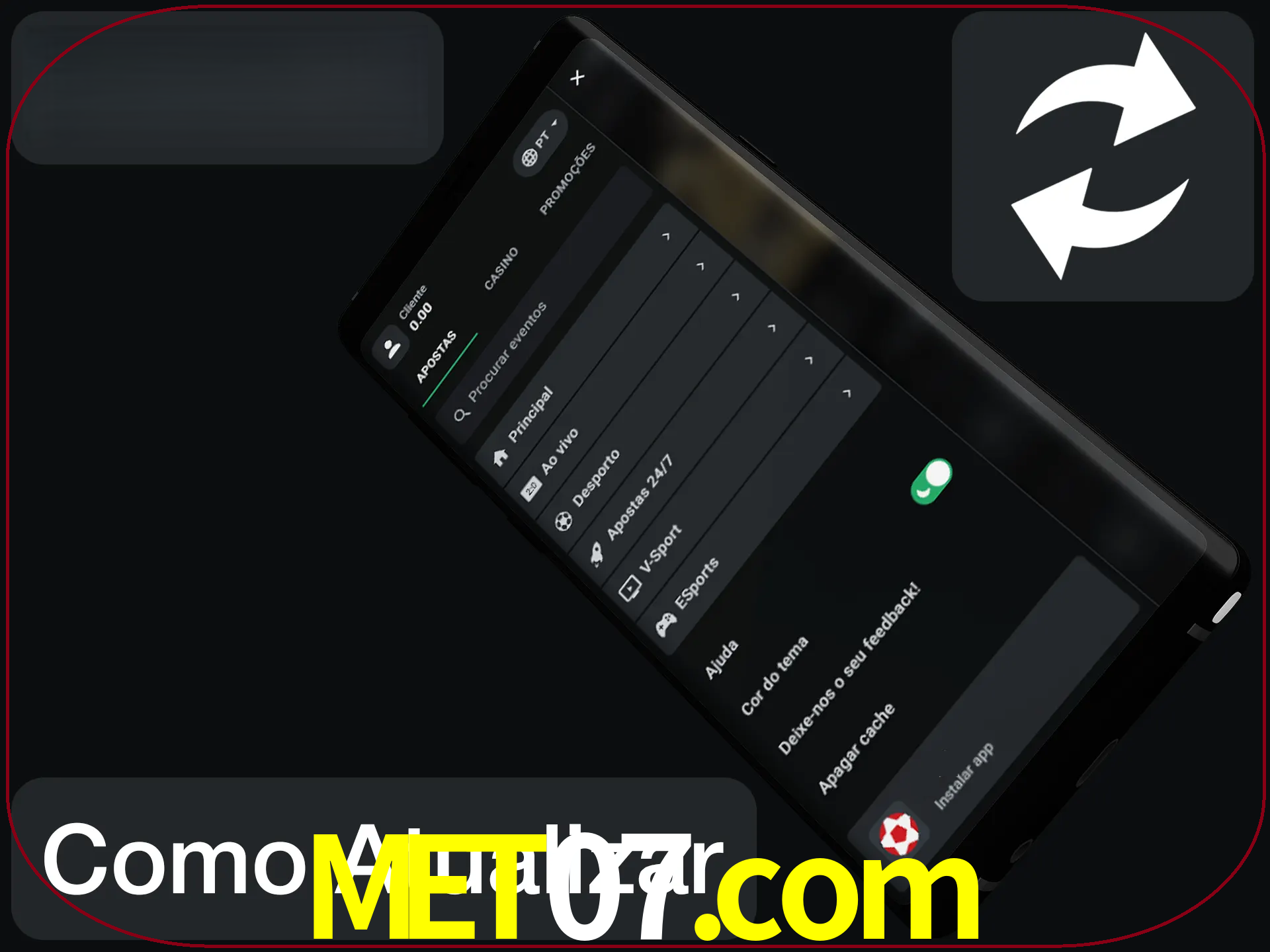 O aplicativo é atualizado automaticamente quando você faz o login.