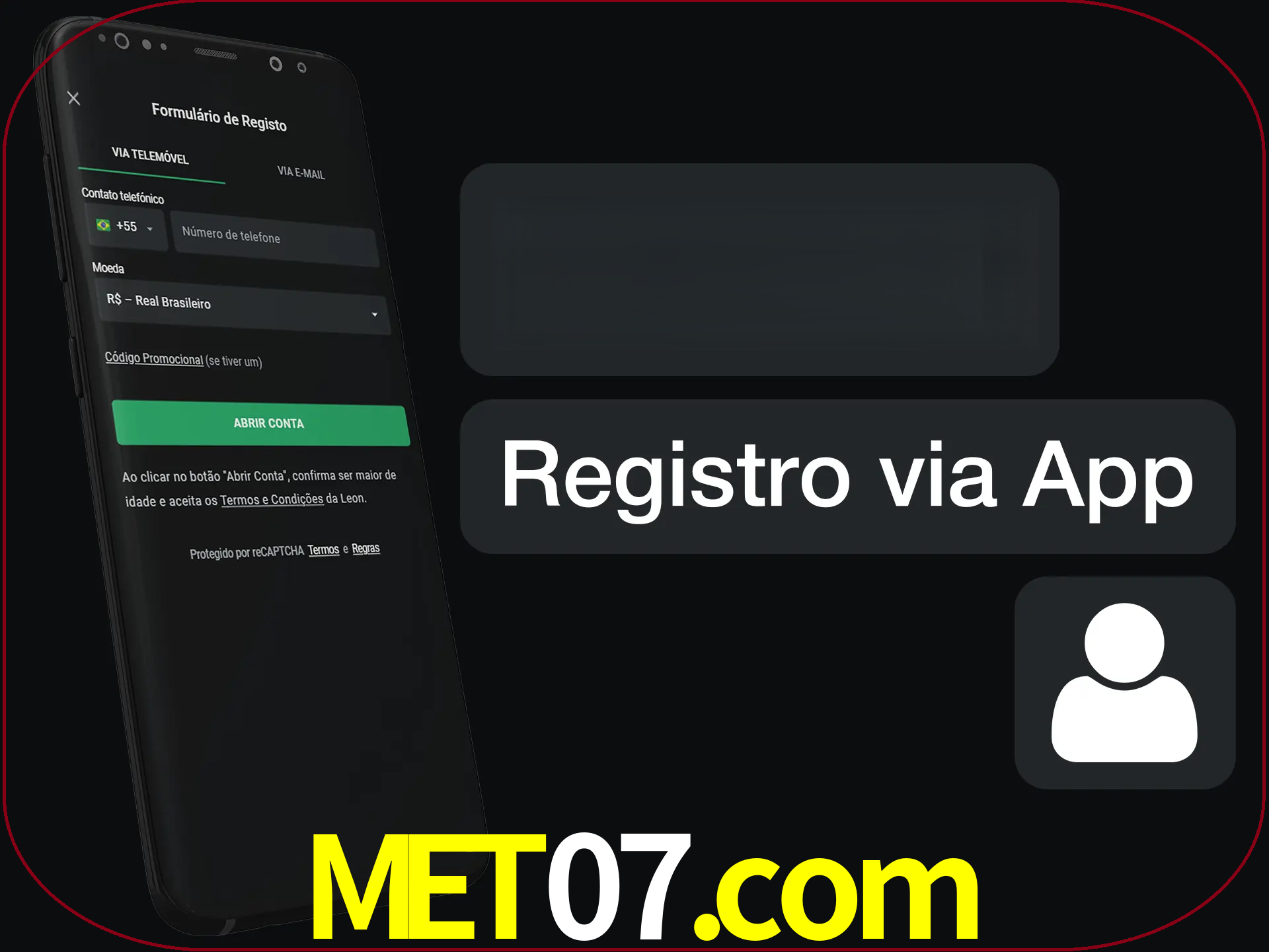 Registre-se com duas etapas usando o aplicativo.