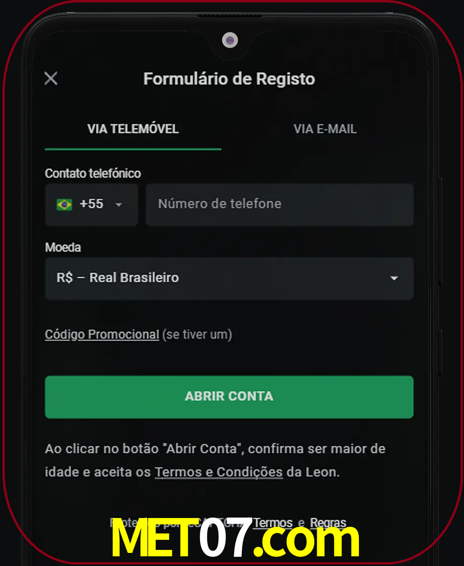 Abra o aplicativo e inicie o processo de registro.